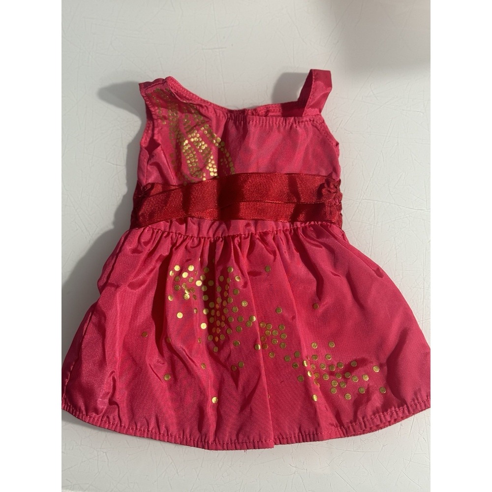 American Girl Doll Saige Girl Of The Year 2013 Sparkle Red / Pink Dress W/ Gold - Picture 2 of 6